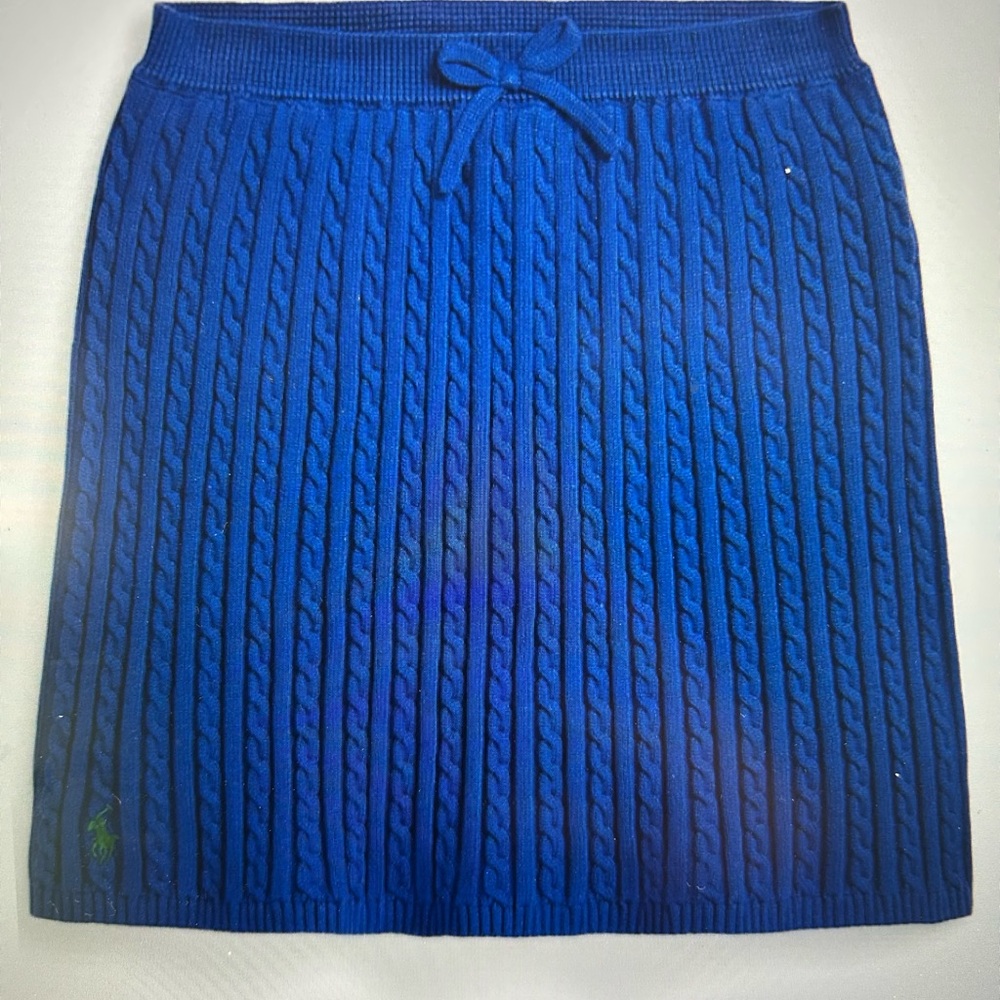 Ralph Lauren Blue Cable-Knit A-Line Skirt girls size L